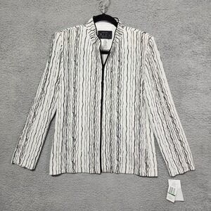 Alex Evenings Jacket Blazer Zip Black Blac Silver‎ Cocktail Petite Large Sparkle